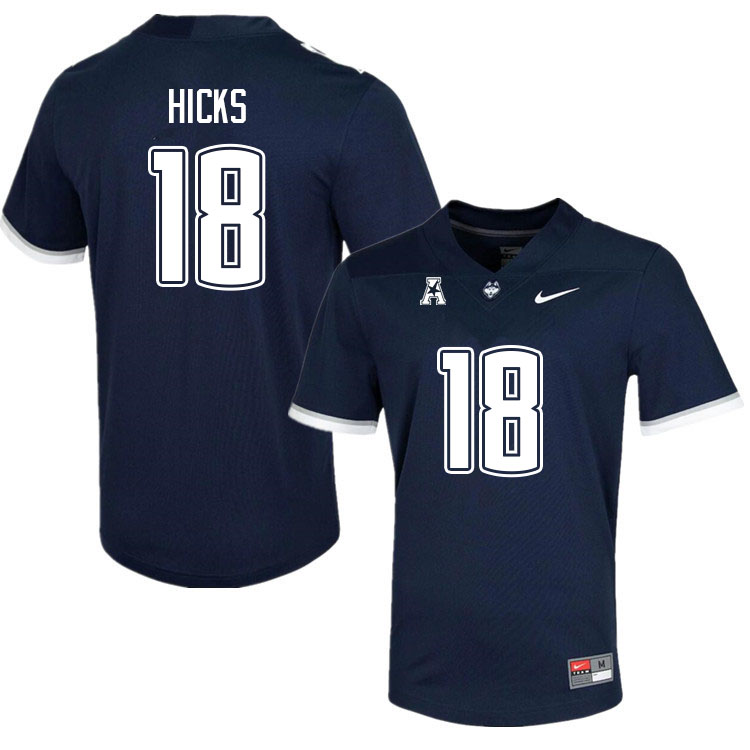 Men #18 Kylish Hicks Uconn Huskies College Football Jerseys Sale-Navy - Click Image to Close